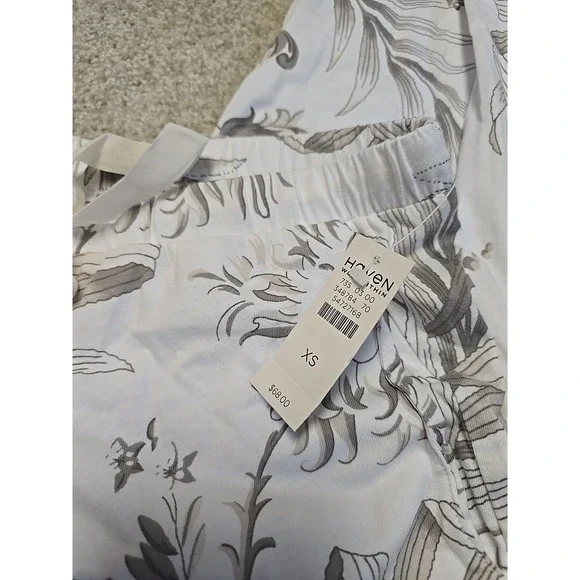 Haven Well Within Organic Cotton Jersey Tropical Toile Robe Matching Pants Sz XS - Picture 6 of 10